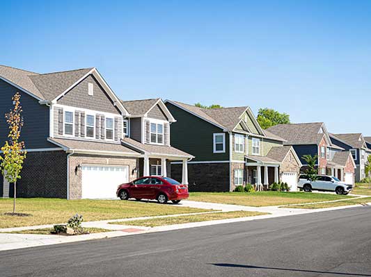 homes on a suburban street